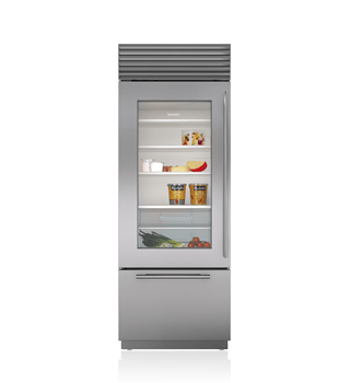 Sub-Zero Refrigerador arriba congelador abajo con puerta de cristal Cl&#225;sico de 30&quot;  BI-30UG/S