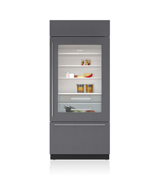 Sub-Zero Cl&#225;sico Refrigerador Arriba / Congelador Abajo con puerta de cristal de 36&quot; - Panelable BI-36UG/O