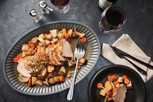Hungarian Style Paprika Pork Loin with Potatoes and Carrots