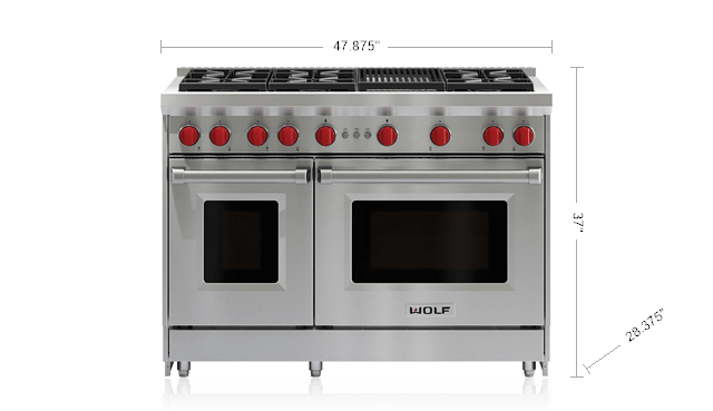 ✓ Cocina a gas 6 quemadores 10 kW sobre Horno grande a gas. Gama 900. •  Rosareiro