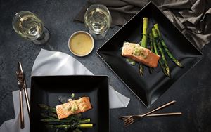 Salmon with Lime Compound Butter and Asparagus