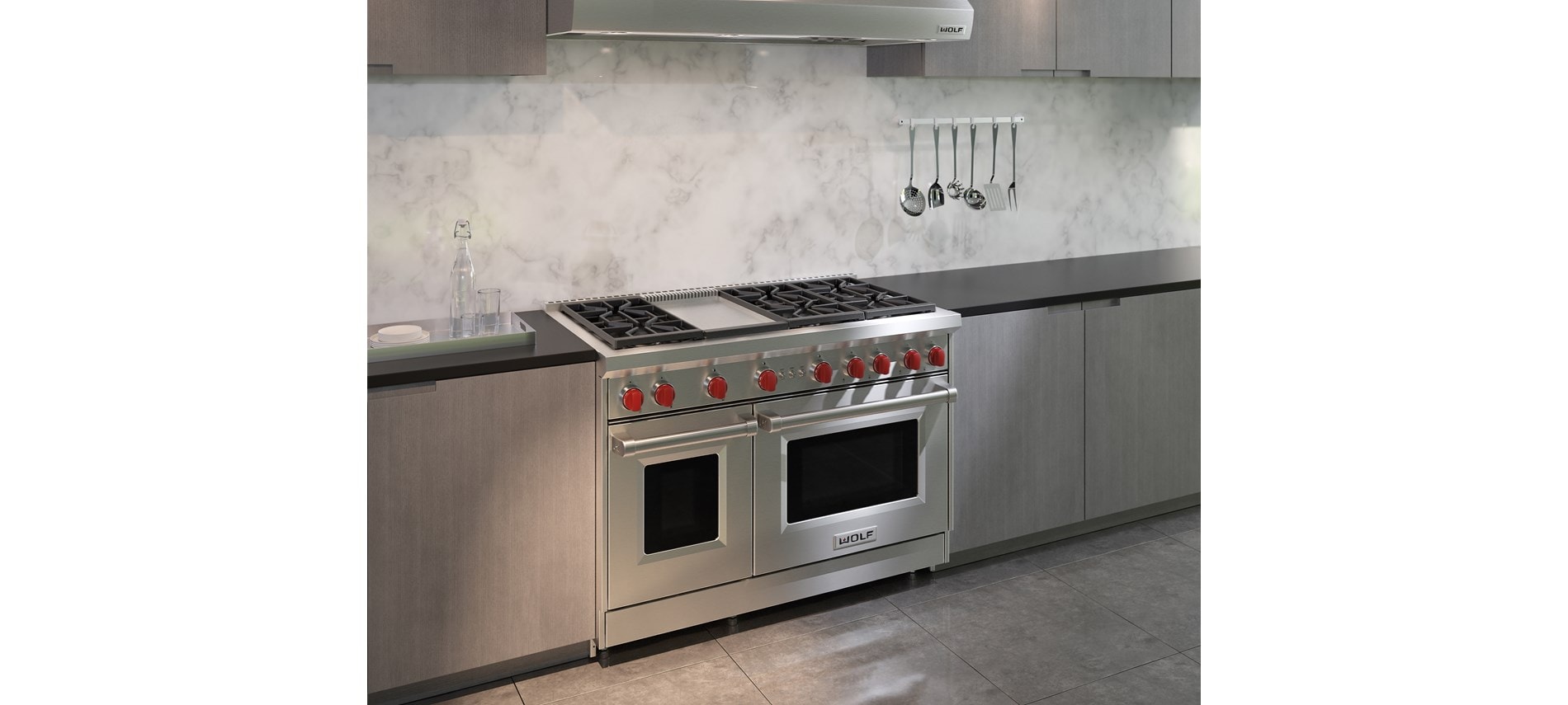 Estufa de Gas de 48" 6 quemadores y comal infrarrojo GR486G Wolf