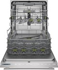 Interior view of 24 inch Panel Ready Dishwasher (DW2451) by Cove Dishwashers with top and bottom racks fully extended.