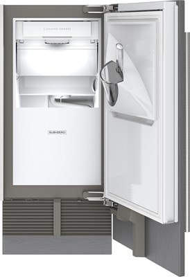 Interior view of the Sub-Zero 15" Indoor-Outdoor Clear Ice Maker with Pump (DEU1550IP)