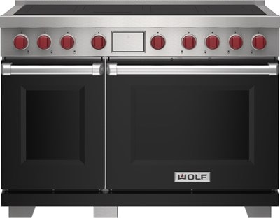 Range with a black panel door.