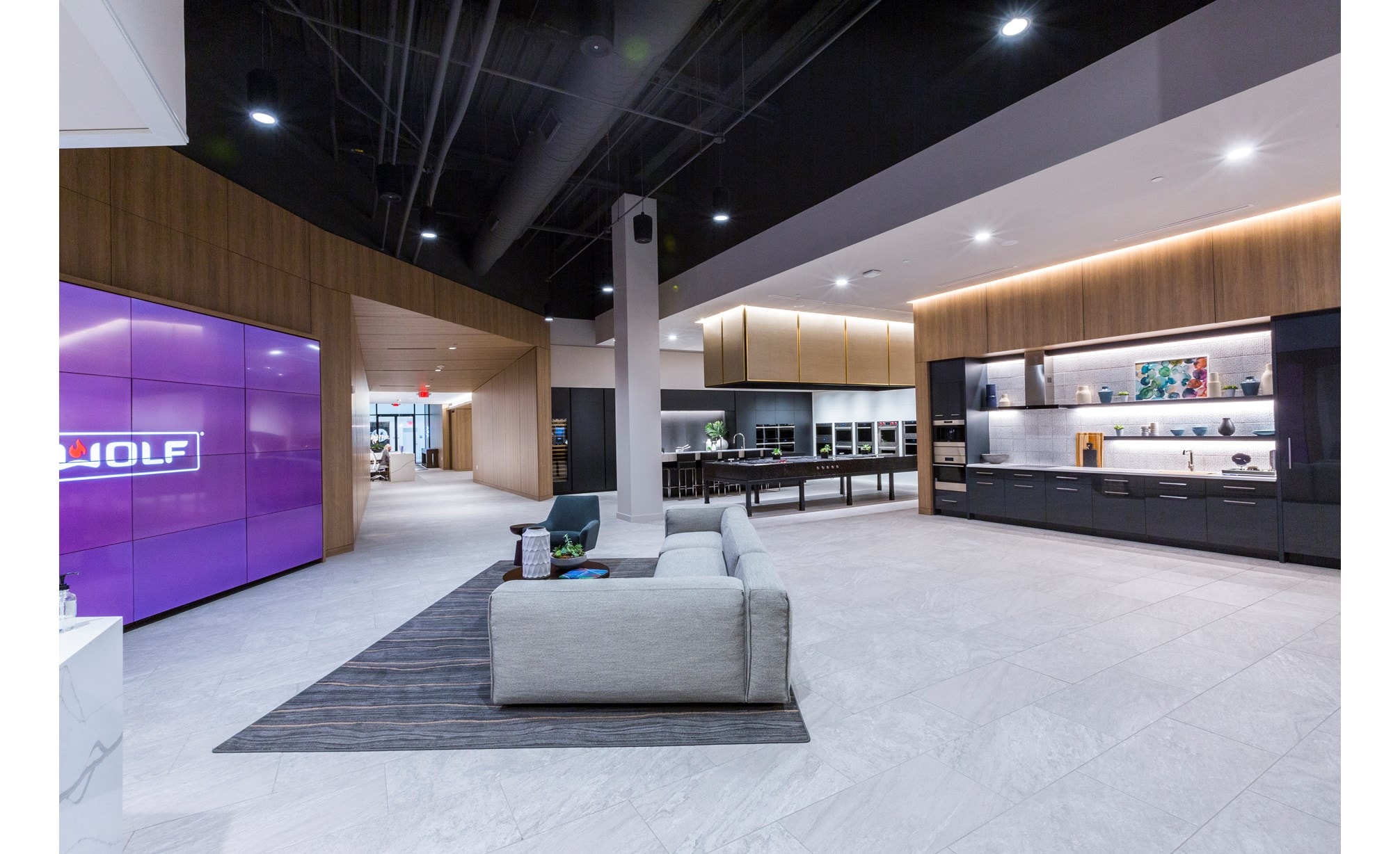 Inside the Sub-Zero Showroom in Cincinnati, Ohio showcasing a myriad of Sub-Zero, Wolf, and Cove appliances. 