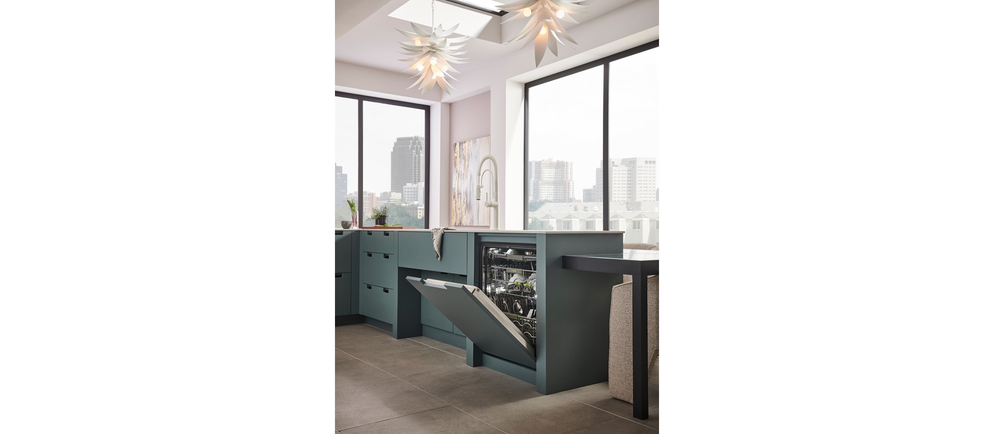 24 inch ADA Height Compatible Panel Ready Dishwasher (DW2451/ADA) by Cove Dishwashers disappears seamlessly with green panel ready door.