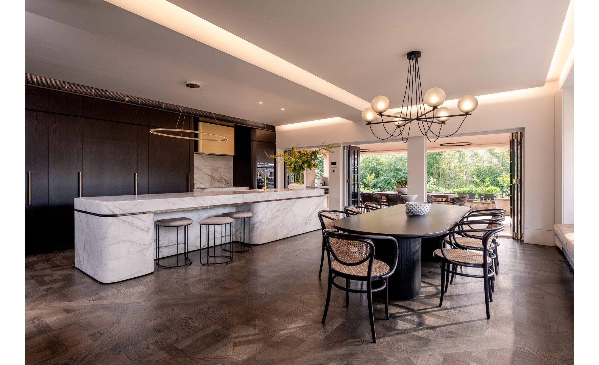 Sub-Zero, Wolf, and Cove 2nd Place Transitional Design - KDC 2019-2021 Centennial Park Residence featuring ICBIC-18F 18" All Freezer Column, IT-36RID 36" Over-and-Under All Refrigerator with Internal Dispense, ICBIW-30 30" Integrated, ICBCI365T 36" Transitional Cooktop, ICBCSO30CM/S 30” M Series Contemporary Retractable Handle and ICBSO30CE/B/TH 30" Contemporary Single Oven