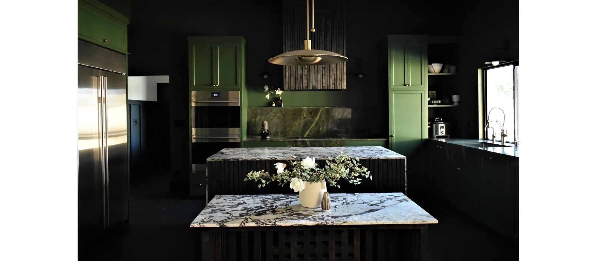 Sub-Zero, Wolf, and Cove KDC Finalist Into the Woods featuring BI-42S 42" Side-by-Side, MD24TE/S 24" Transitional Drawer Oven, CG365C/S 36" Contemporary Cooktop - 5 Burners and DO30TE/S/TH 30" Transitional Double Oven