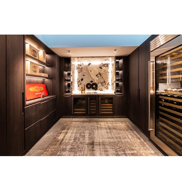 The wine refrigeration section of the Mexico City showroom features undercounter and full-size options.