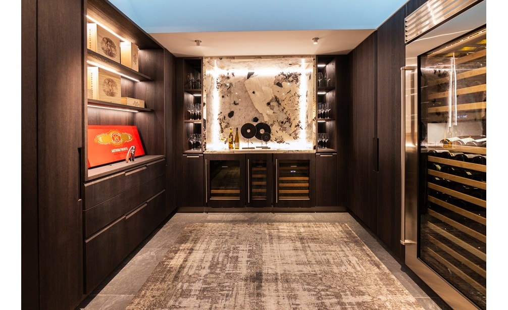 The wine refrigeration section of the Mexico City showroom features undercounter and full-size options.