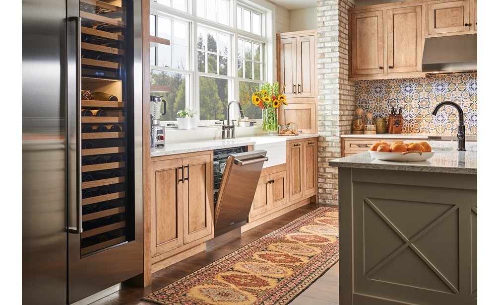 The Cove 24" Dishwasher with Water Softener Panel Ready (DW2450WS) featured with Sub-Zero 24" Designer Wine Storage Panel Ready (IW-24).