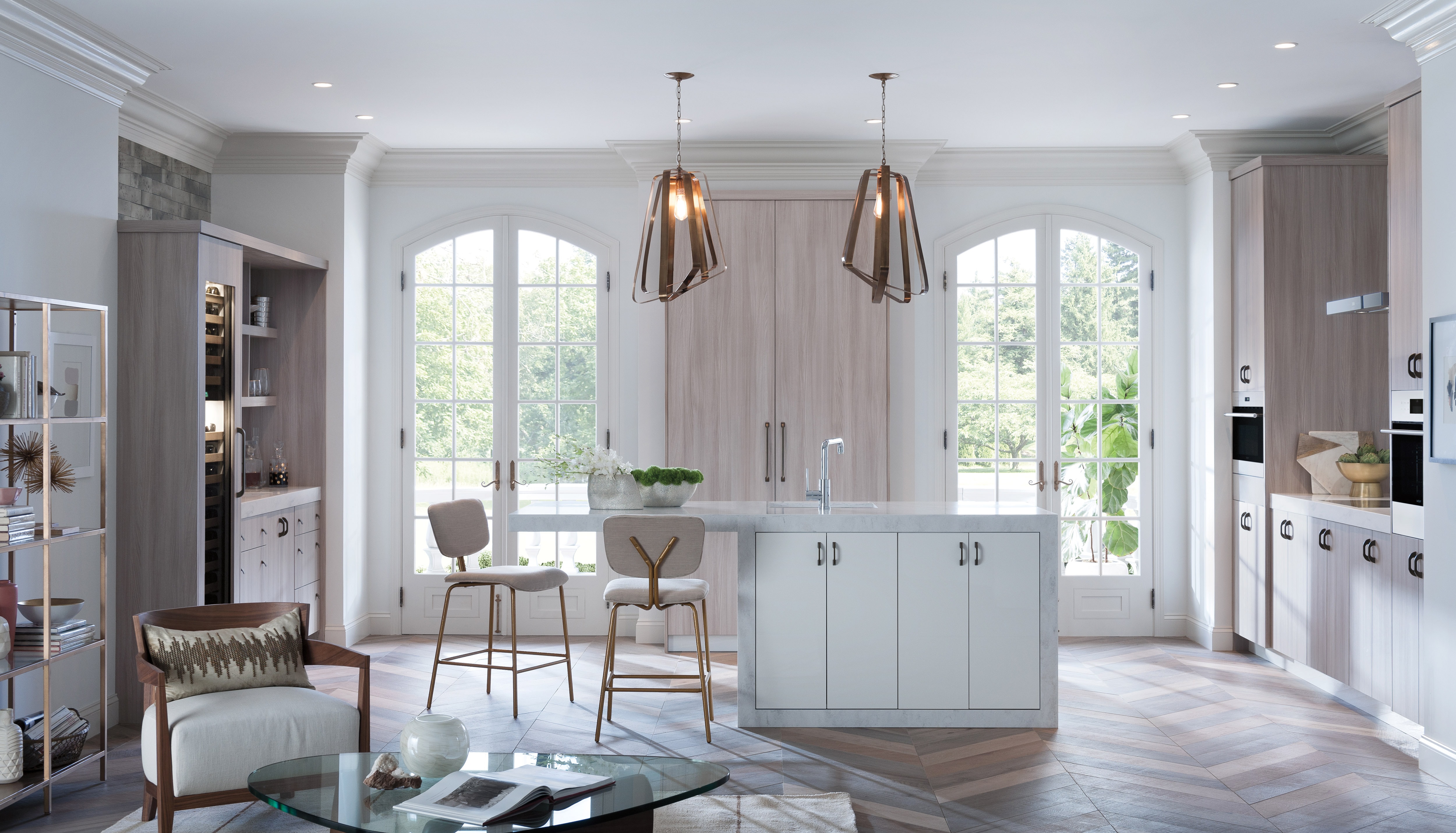 Columna congelador completo Designer de 24" Sub-Zero (IC-24FI) con conservador de vino de 24" Sub-Zero (IW-24)