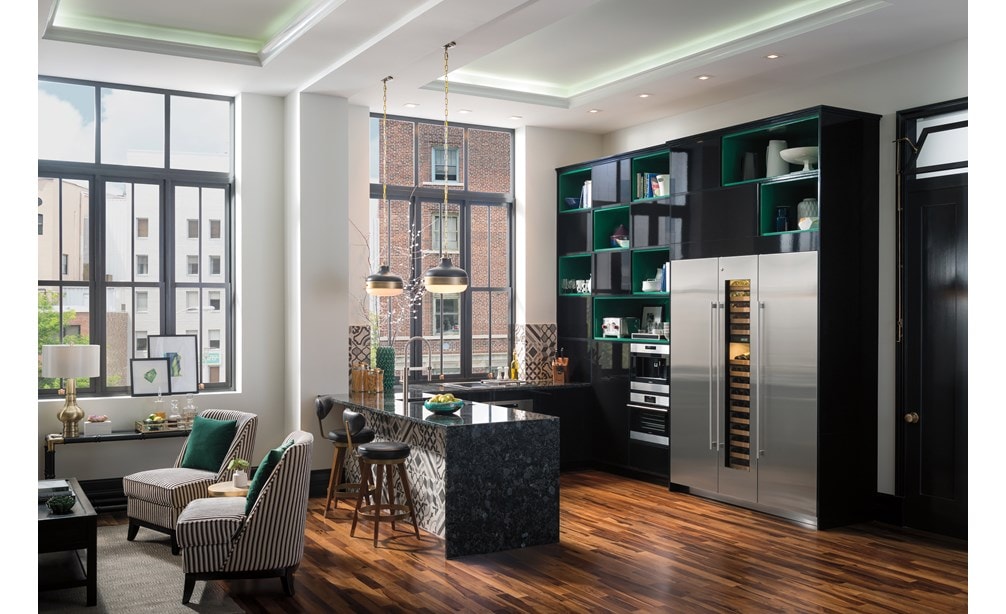 Sub-Zero 18" wine cooler (IW-18), 24" designer column fridge (IC-24R) and 24" designer column freezer (IC-24FI) 