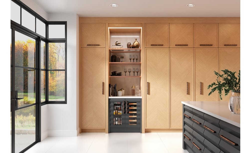 Sub-Zero 15" Designer Undercounter Beverage Center - Panel Ready (DEU1550BG) built-in bar shown in black custom cabinetry