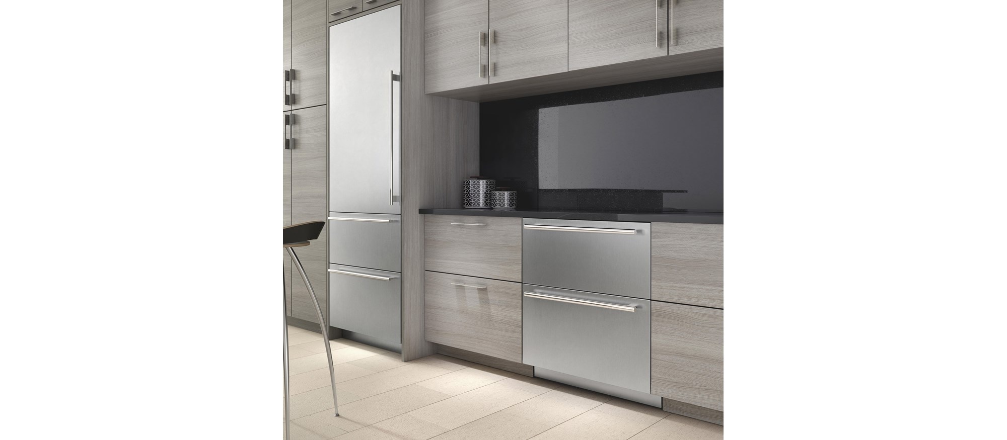 Cajones para refrigerador y congelador de 30" Sub-Zero con máquina para hacer hielo compatibles con paneles (ID-30CI) 