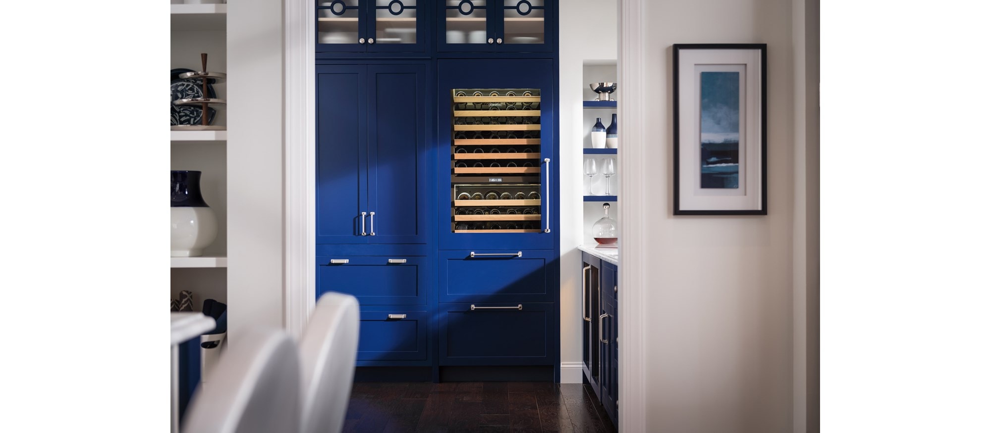 Sub-Zero 30" Designer Wine Storage (IW-30CI) paired with 18" Designer Wine Storage with Refrigerator Drawers (IW-30R) Formerly Integrated