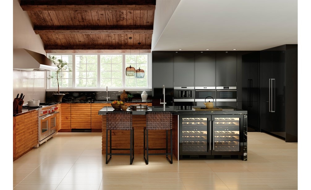 Sub-Zero 24" Undercounter Wine - Panel Ready (UW-24/O) shown with Wolf 24" E Series Transitional Convection Steam Oven (CSO24TE/S/TH)