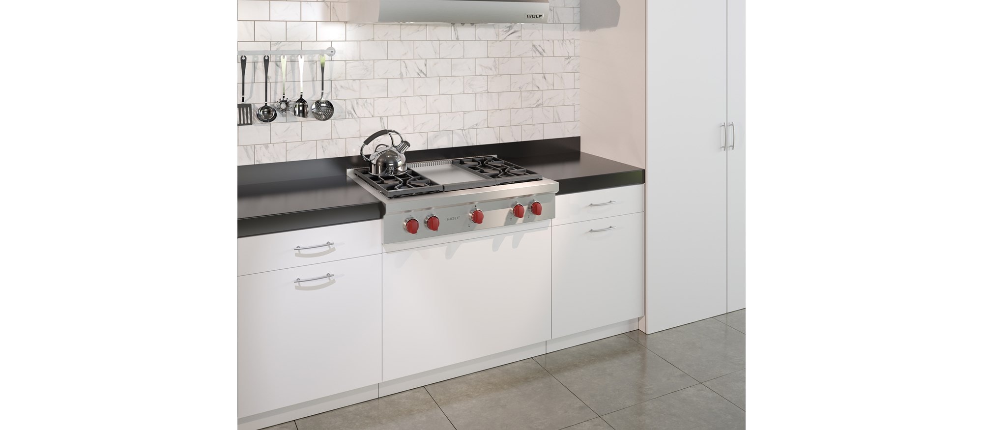 Estufa con quemadores sellados de 36" Wolf - 4 quemadores y plancha infrarroja (SRT364G)