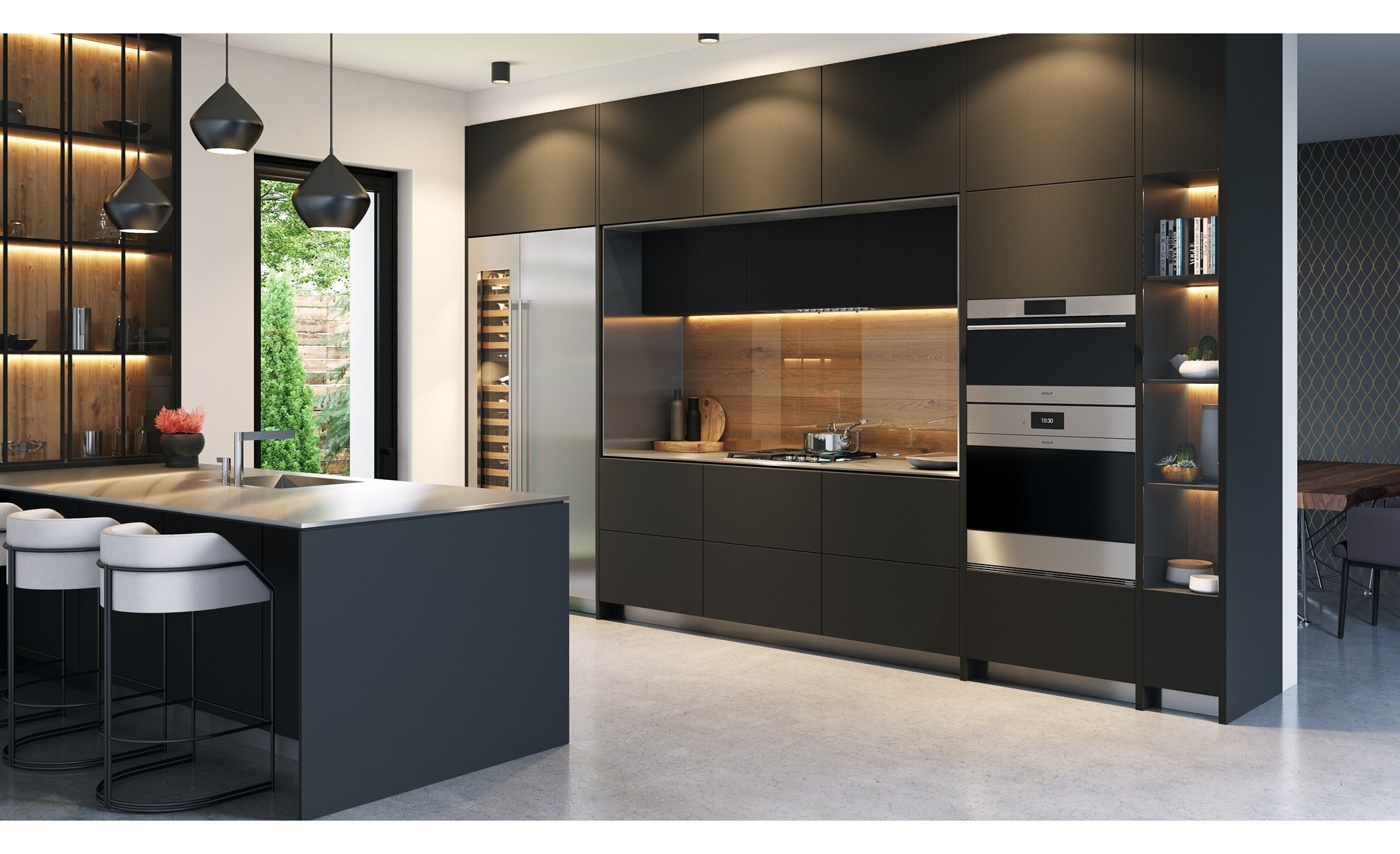 The Wolf 30" E Series Transitional Speed Oven - SPO3050TE/S/T with other Sub-Zero, Wolf, and Cove luxury appliances