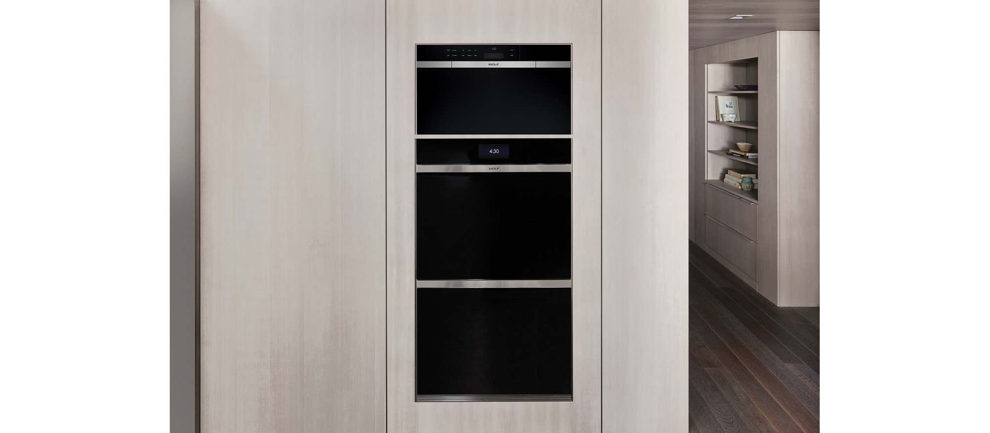 Horno de vapor con convección contemporáneo de la serie M de 30" Wolf (CSO30CM/B/TH) con manija negra