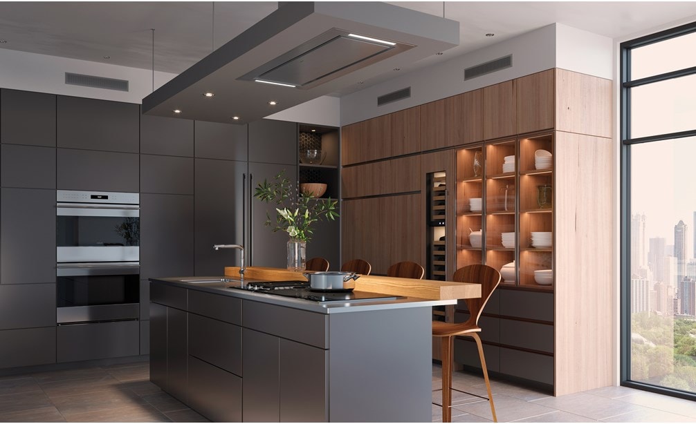 Campana instalada en el techo de 48" Wolf - Acero inoxidable (VC48S)