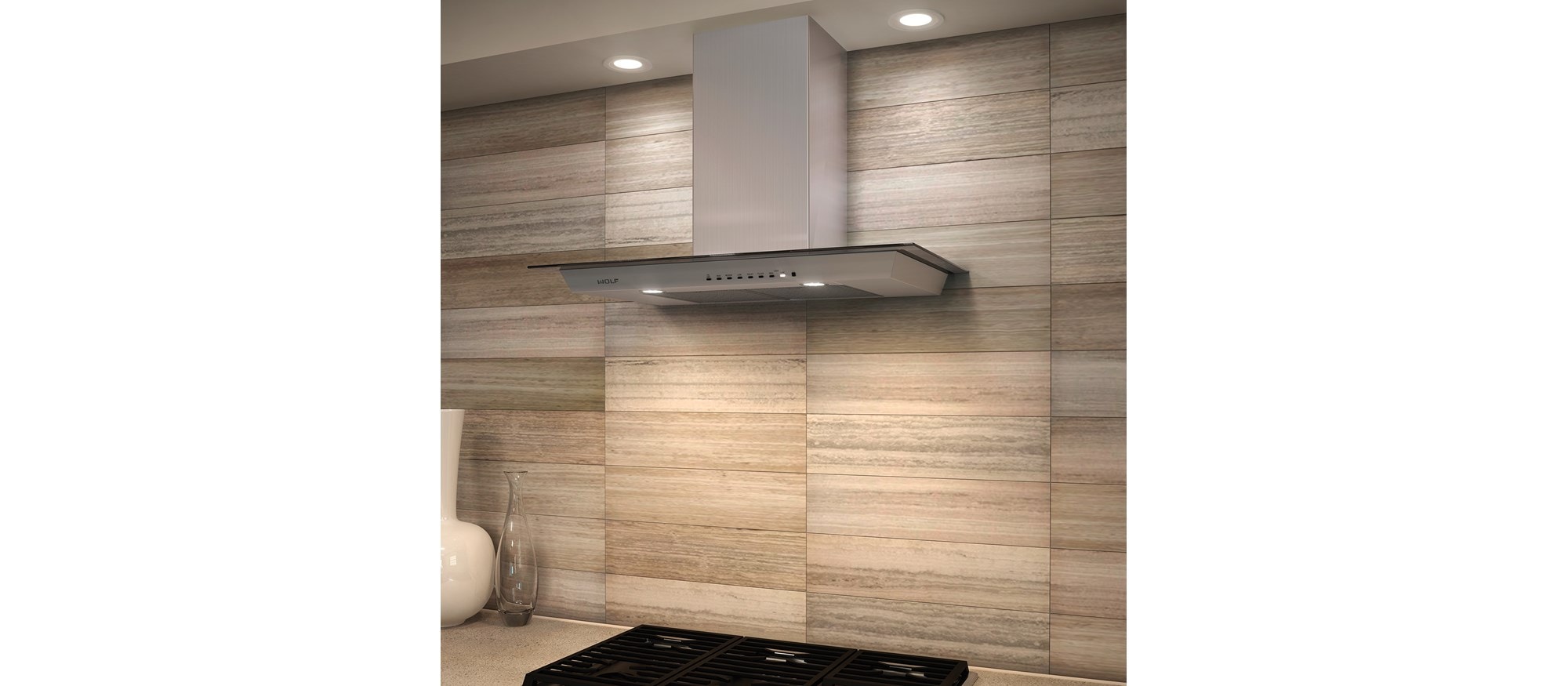 Campana extractora de placa de cocción de pared de 36" Wolf Vidrio (VW36G)