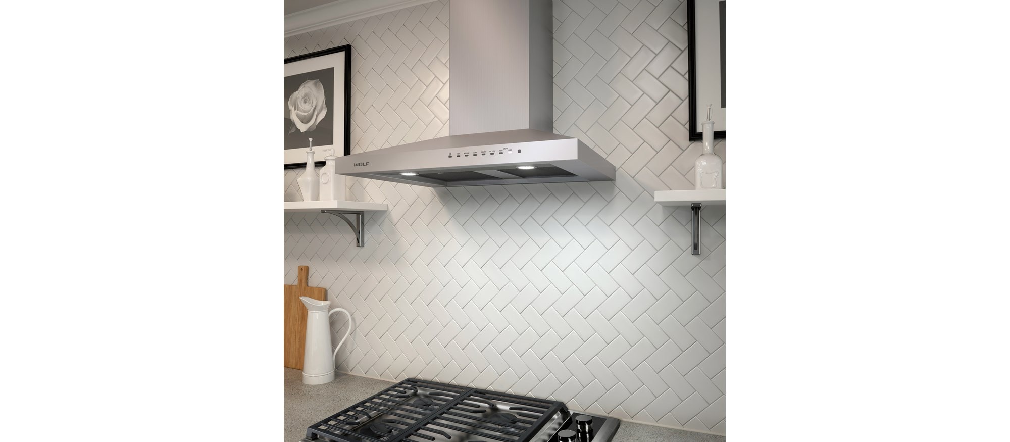 Campana extractora de placa de cocción de pared de 30" Wolf Inoxidable (VW30S)