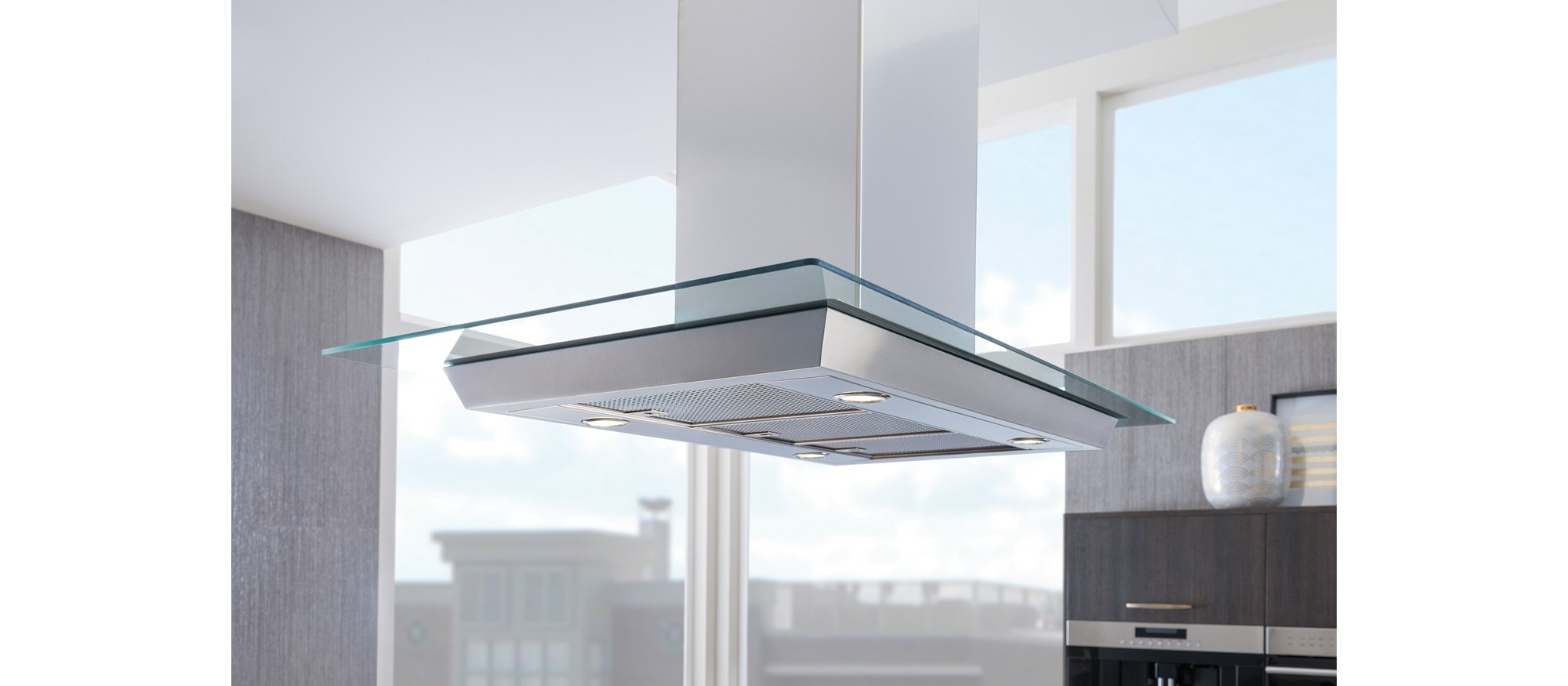 Campana extractora de placa de cocción para isla de 45" Wolf - Vidrio (VI45G)