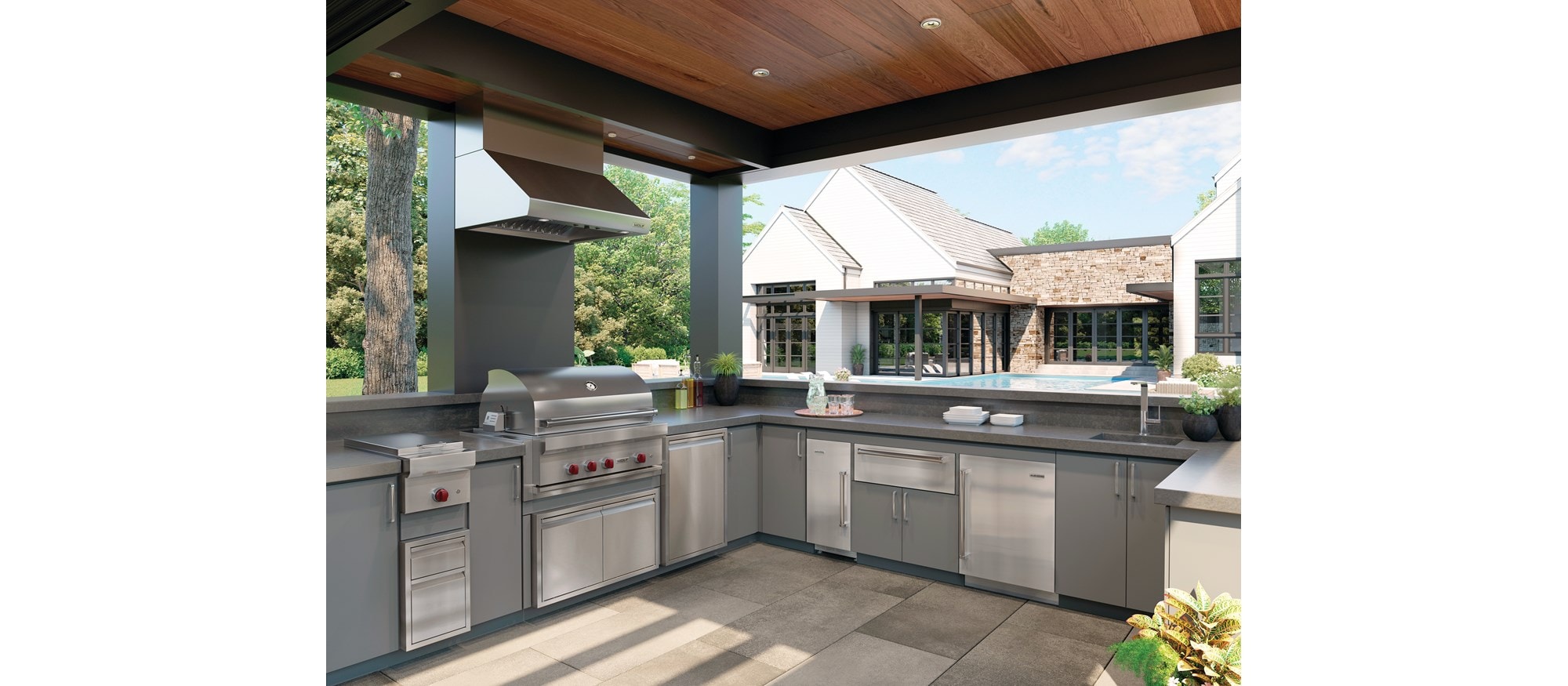 La máquina para hacer hielo para exteriores de 15” Sub-Zero (UC-15IO) es el complemento perfecto para su espacio de cocina exterior.