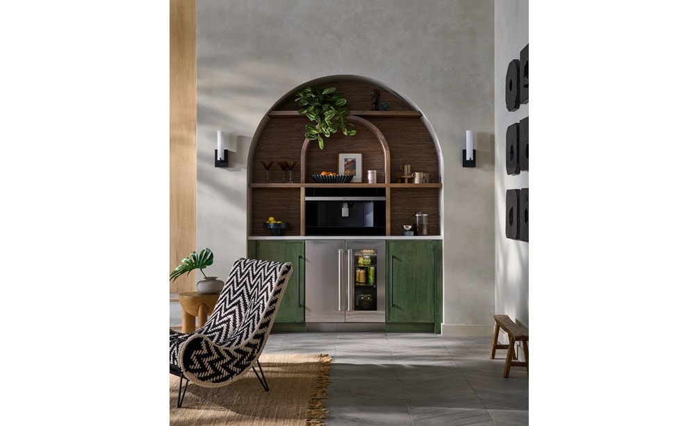 Designed for seamless integration, a Sub-Zero 15" Indoor-Outdoor Clear Ice Maker offers durable construction with elegant design.