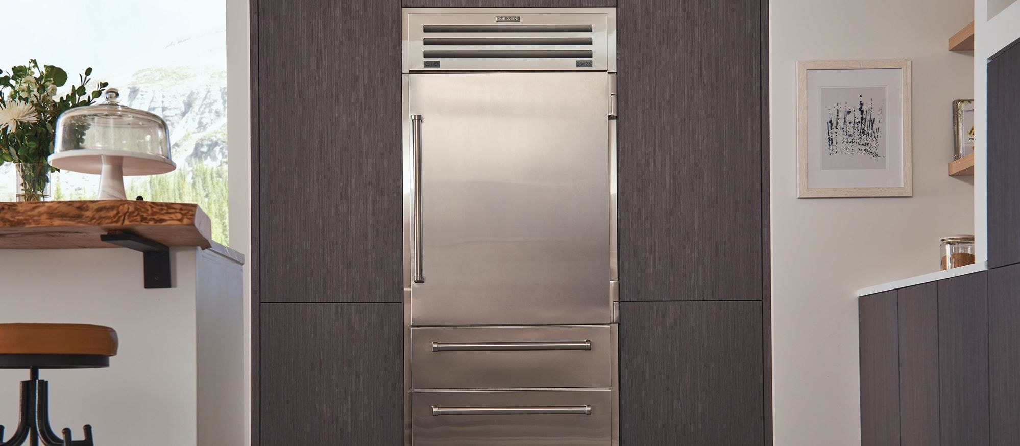 Refrigerador/congelador de 36" Sub-Zero PRO con máquina de hacer hielo y puerta de vidrio (PRO3650) 
