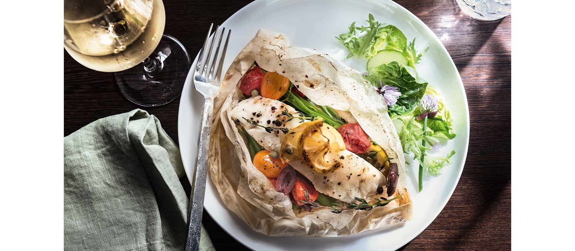 Receta de pescado empapelado con horno de vapor con convección