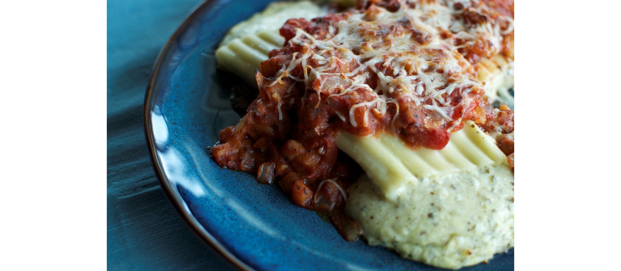 Manicotti with Eggplant and Red Pepper Sauce