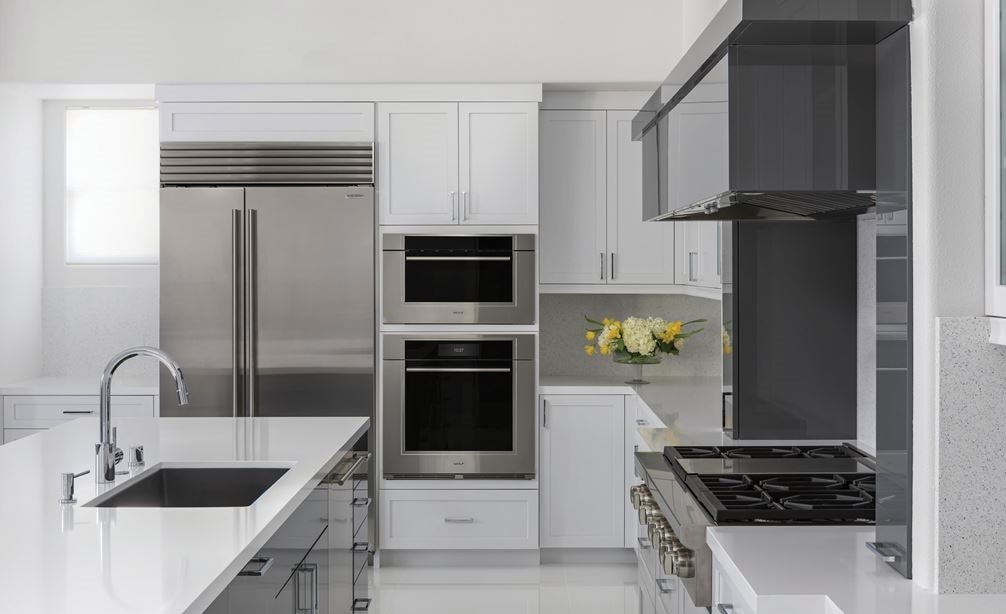 Wolf's 30" M Series Transitional Speed Oven - SPO3050TM/S/T with a Classic refrigerator and Wolf SRT